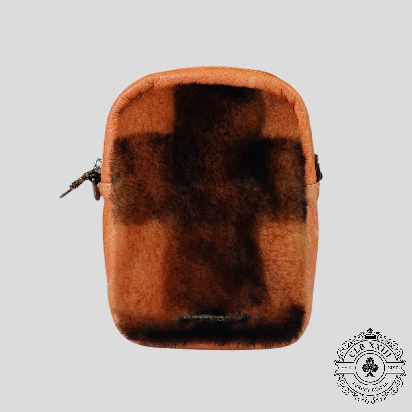 Chrome Hearts Triple Cross Patch Shearling Takka Bag in Orange/Black