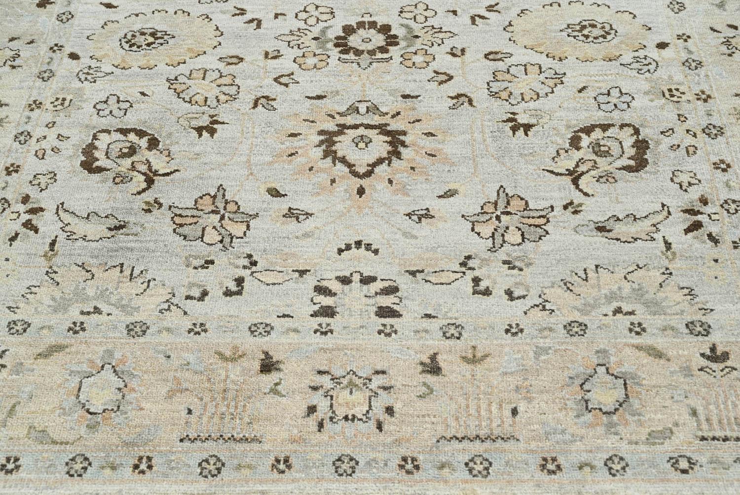 LoomBloom 6'0''x8'10" Gray Beige Hand Knotted Traditional Oushak Wool Oriental Area Rug-4