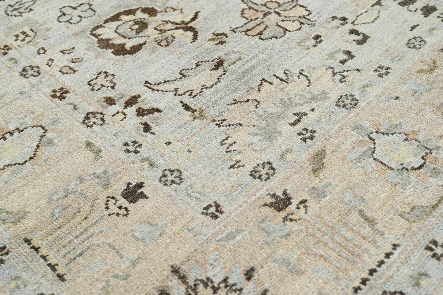 LoomBloom 6'0''x8'10" Gray Beige Hand Knotted Traditional Oushak Wool Oriental Area Rug-3