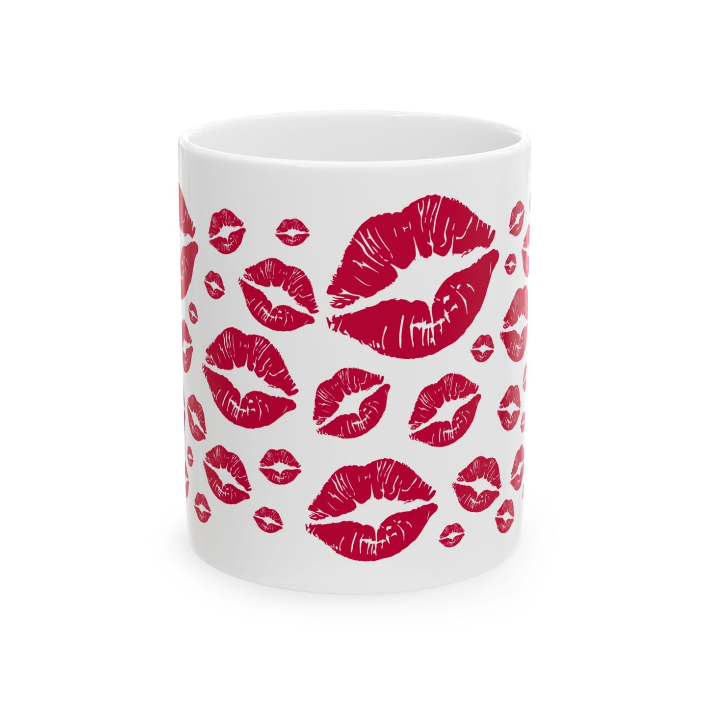 Romantic Kiss Print Ceramic Mug, Perfect for Valentine's Day Gift, Couples Coffee Mug, Lip Print Tea Cup, Cute Kitchen Decor