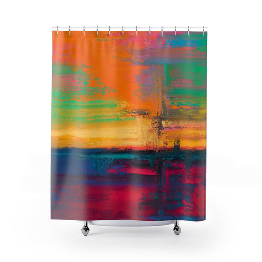 Vibrant Abstract Shower Curtain, Colorful Bathroom Decor, Modern Home Accessory, Gift for Art Lovers, Boho Style Bathroom