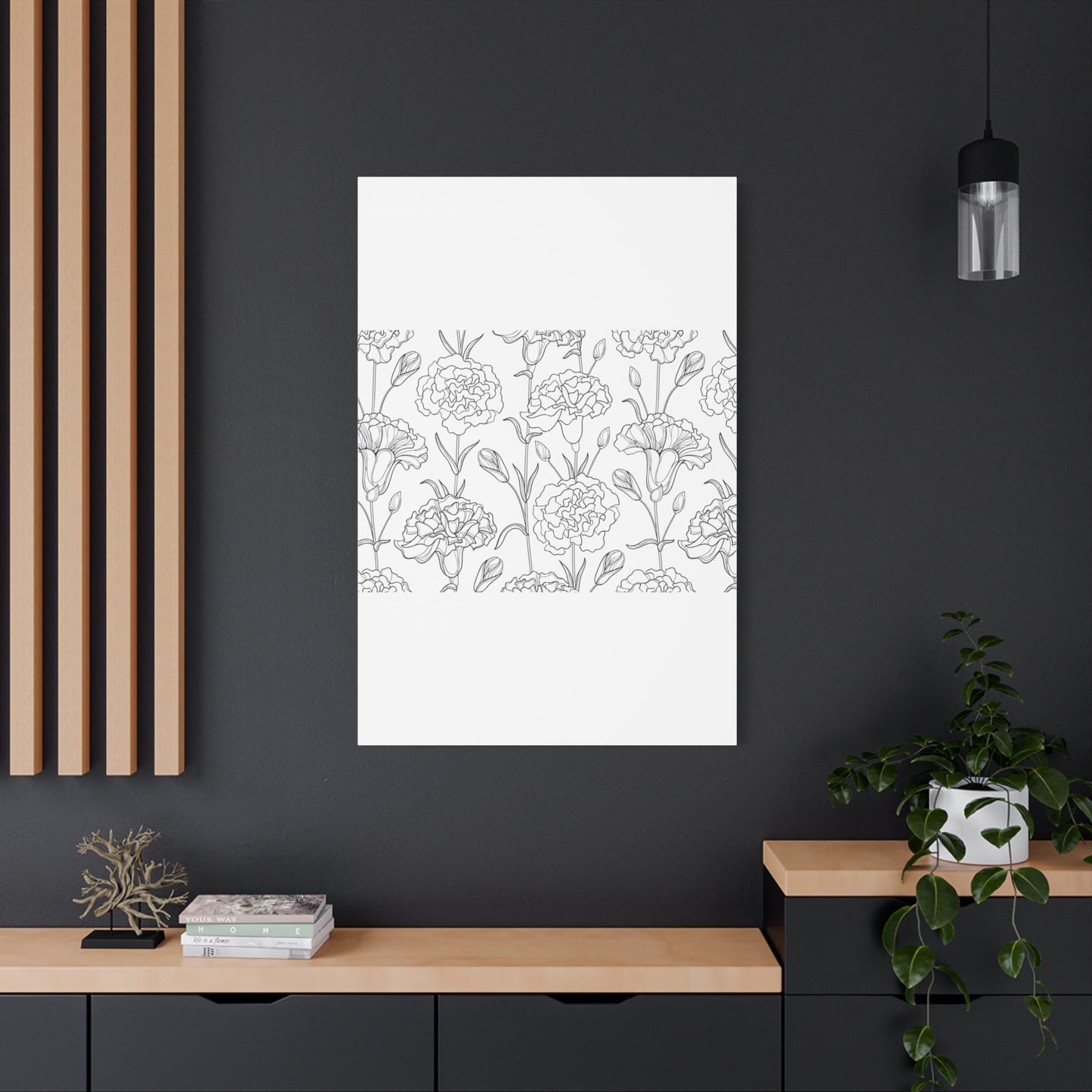 Floral Canvas Art, Stretched Wall Decor, Home Gift, Botanical Print, Modern Design, Matte Finish