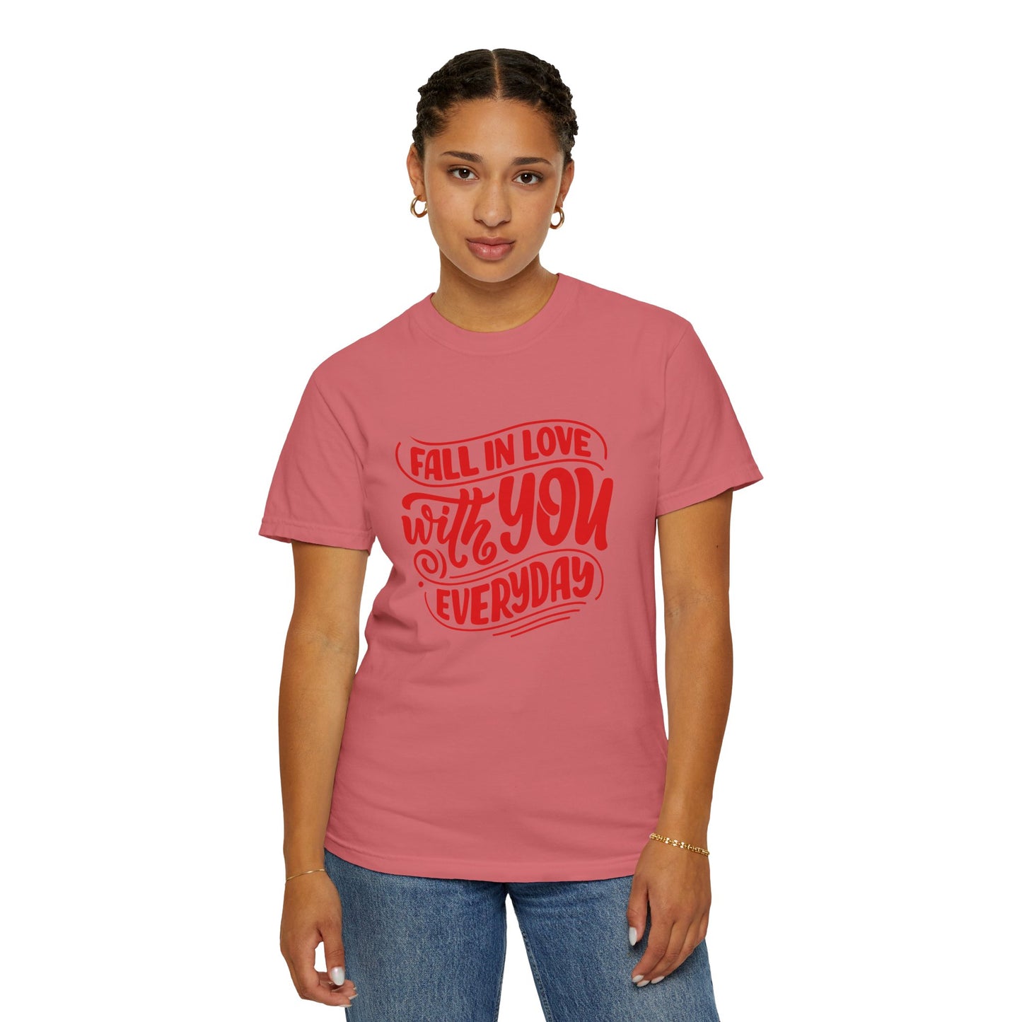 Fall in Love with YOU Quote T-shirt for Couples, Valentine's Day, Gifts for Him/Her, Casual Everyday Wear, Comfortable Unisex Tee