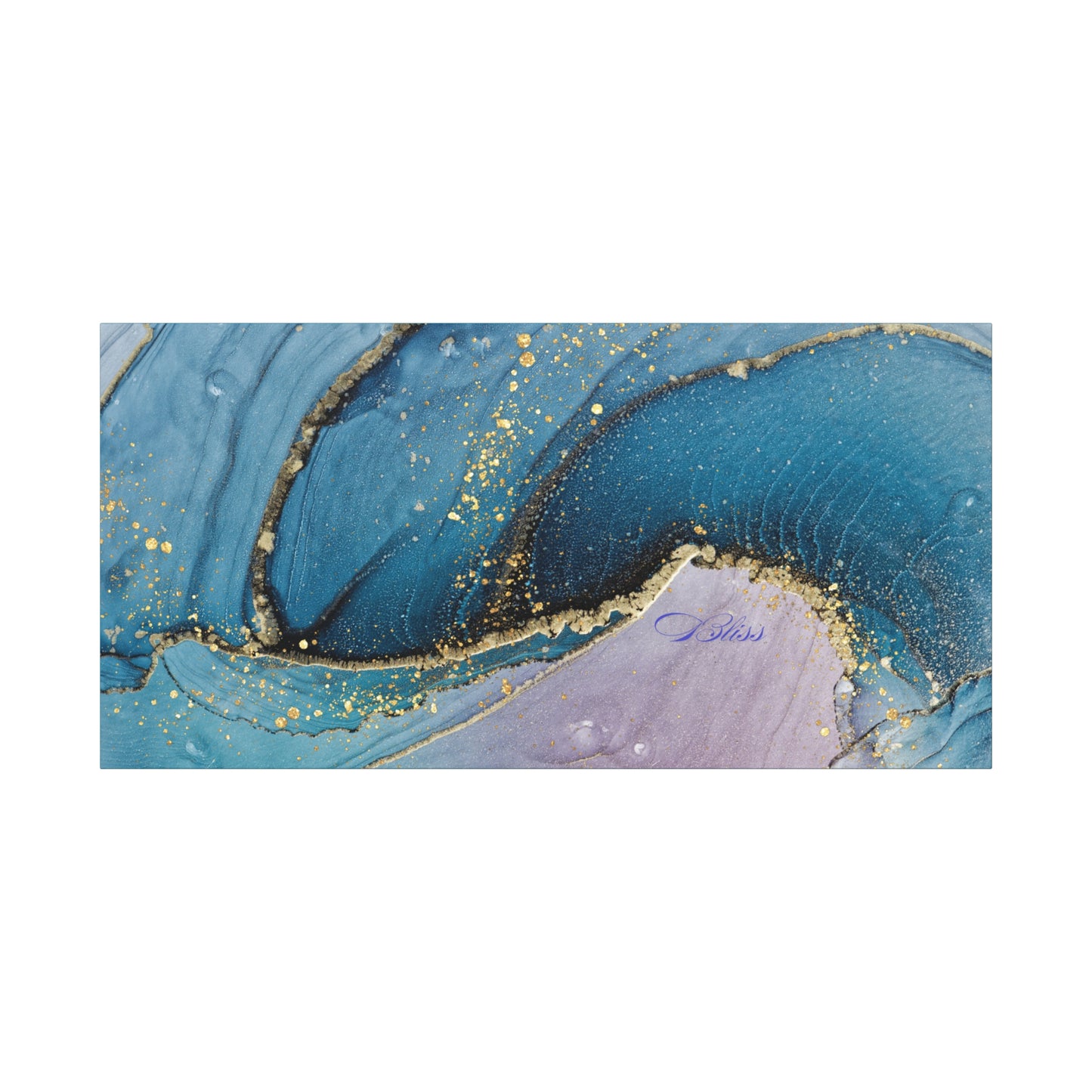 Canvas Wall Art, Abstract Ocean Wave, Modern Decor, Home Office, Gift for Her, Blue Gold Artwork, Living Room Wall Decor