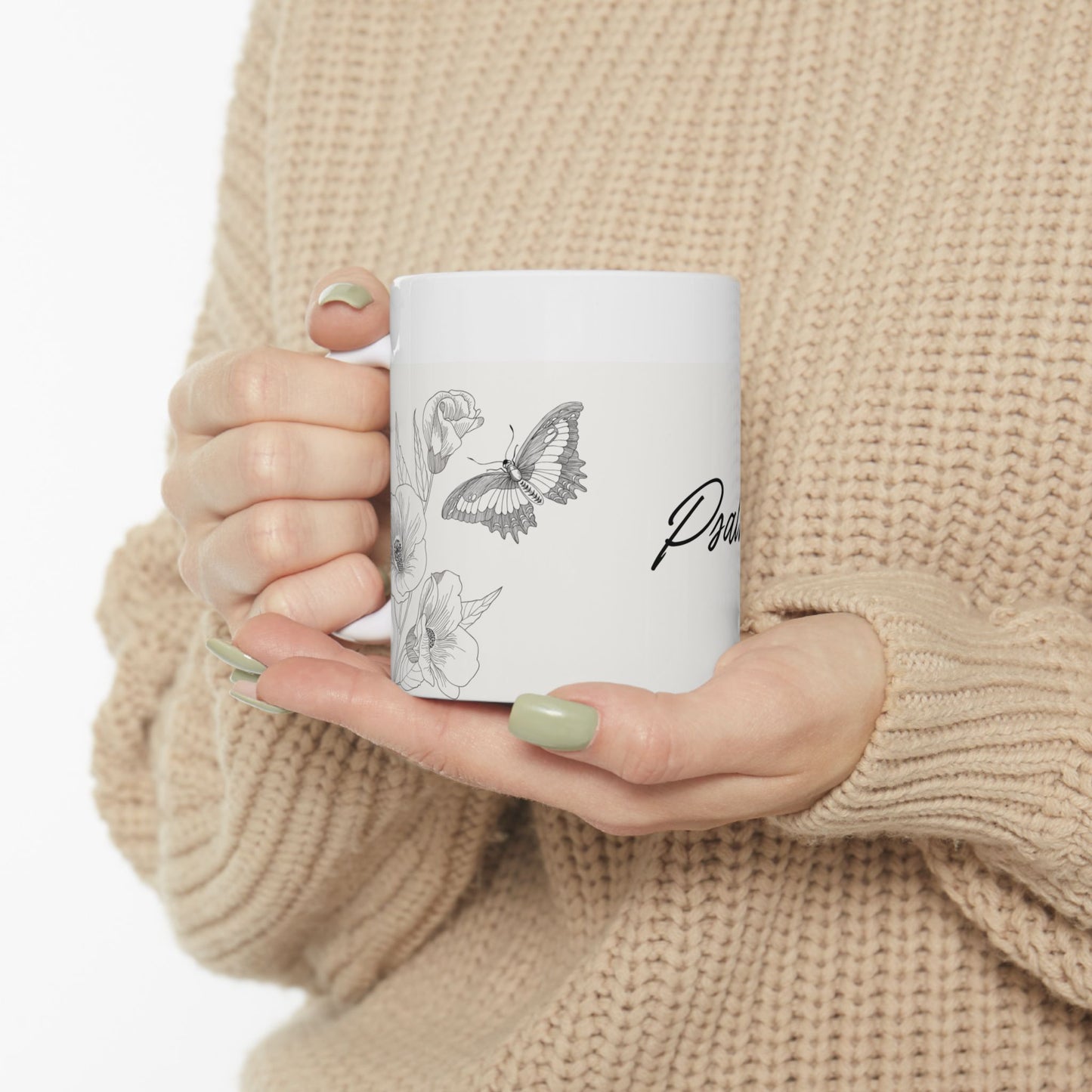 Inspirational Ceramic Mug with Psalm 91:11 Design, Gift for Friends, Home Decor, Tea & Coffee Lovers, Inspirational Quote