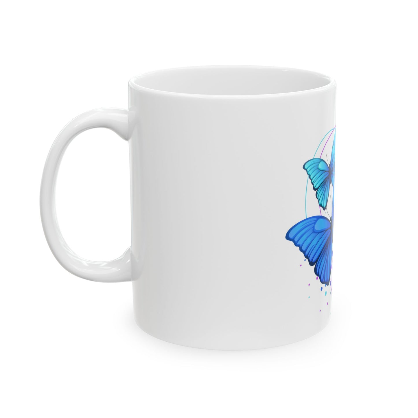 Butterfly Dreams Ceramic Mug, Colorful Butterfly Mug, Blue and Purple Mug, Nature Lover Gift, Spring Decor, Eco-Friendly Coffee Cup