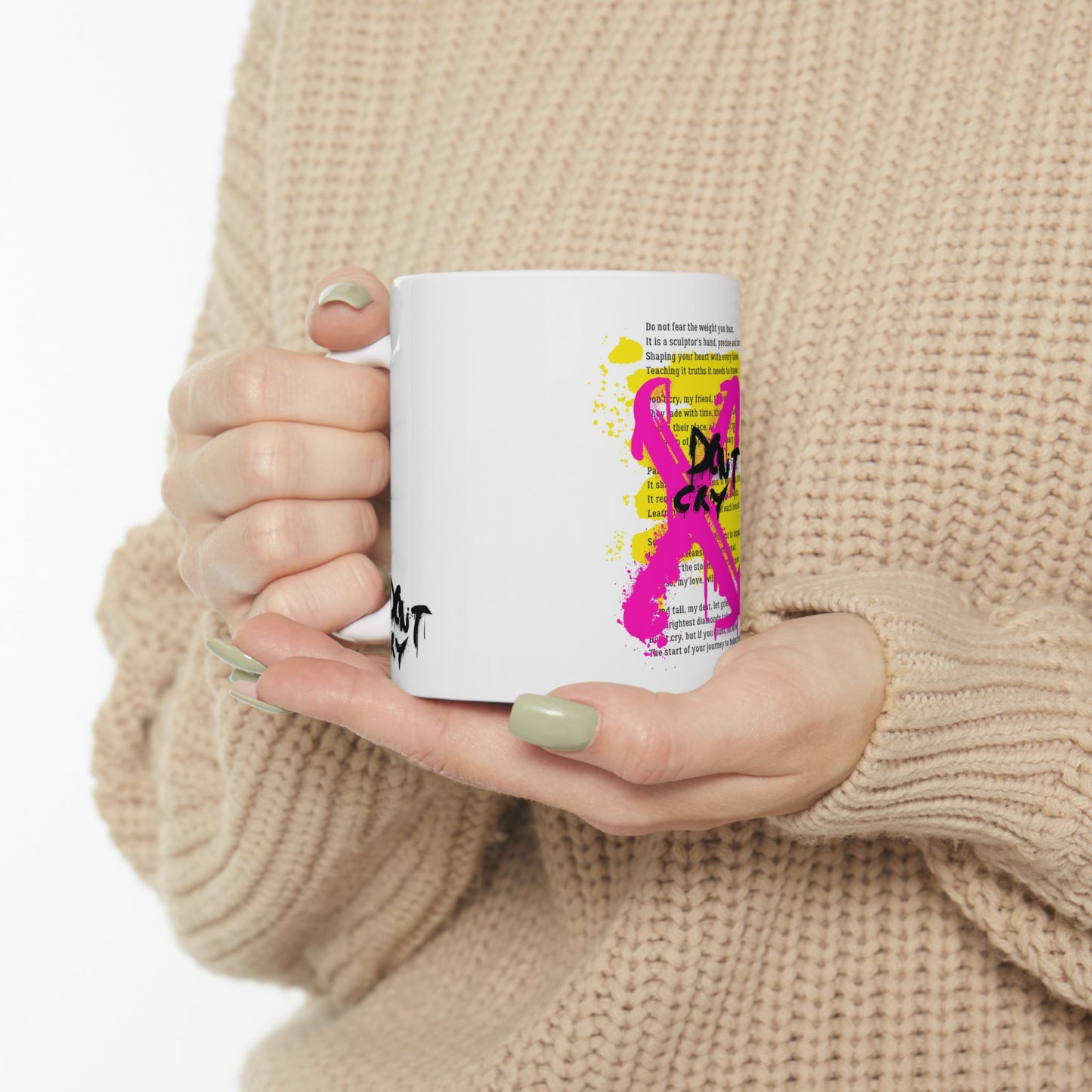 Don't Cry - Motivational Ceramic Mug, Inspirational Poem Quotes Coffee Cup