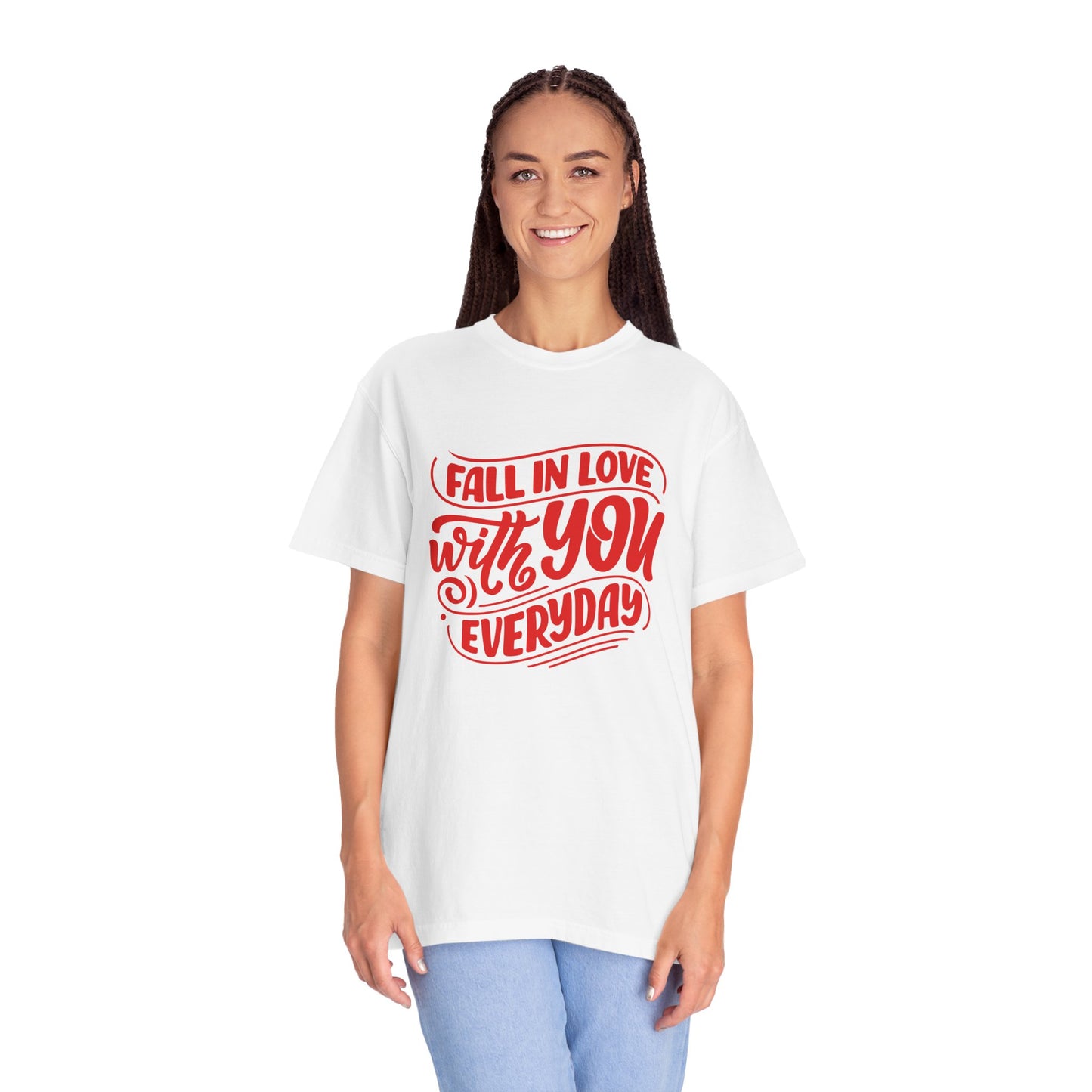 Fall in Love with YOU Quote T-shirt for Couples, Valentine's Day, Gifts for Him/Her, Casual Everyday Wear, Comfortable Unisex Tee