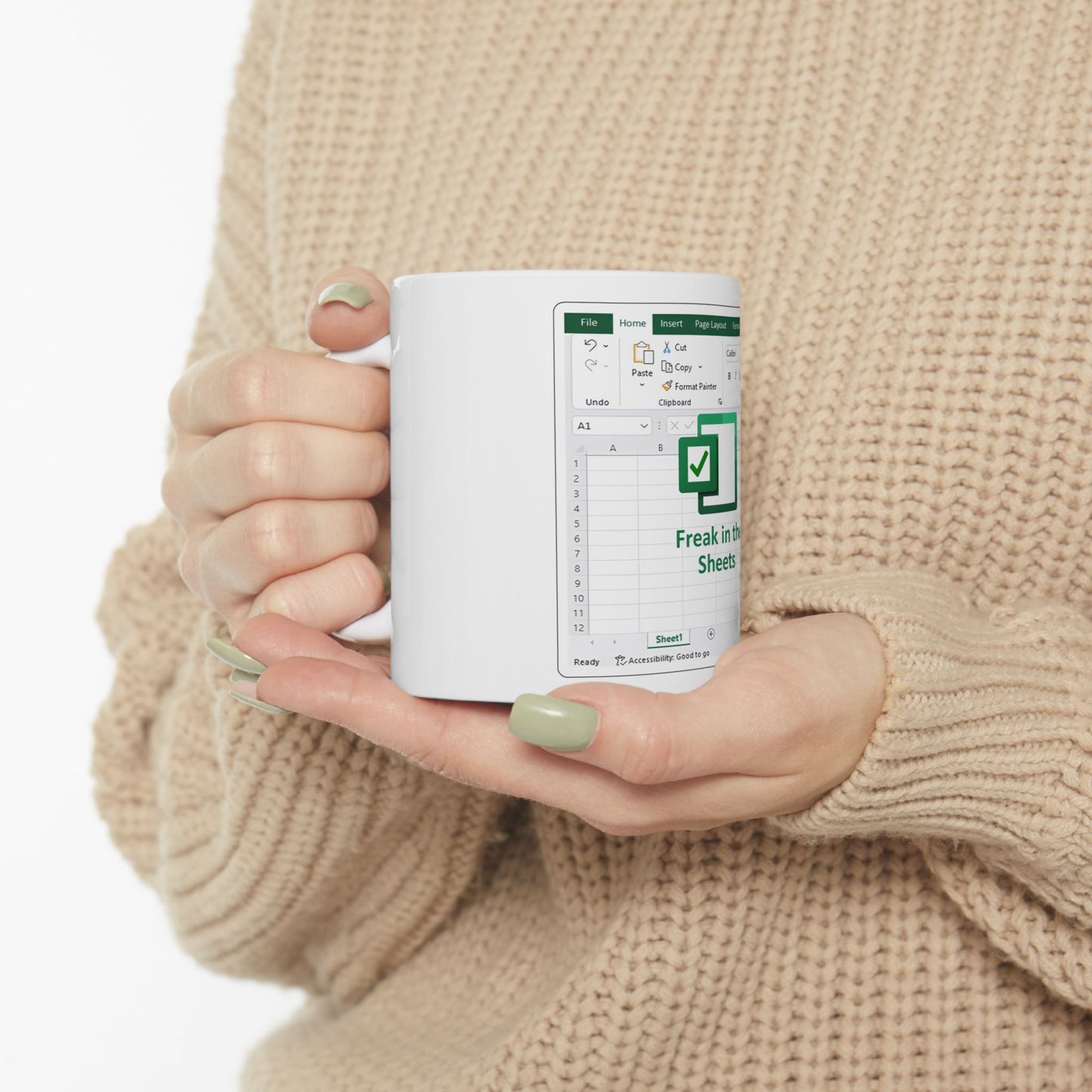 Freak in the Sheets - Spreadsheet Ceramic Mug - Ideal for Office, Gift for Tech Lovers, Coffee Lover's Accessory, Birthday, Teacher's Gift