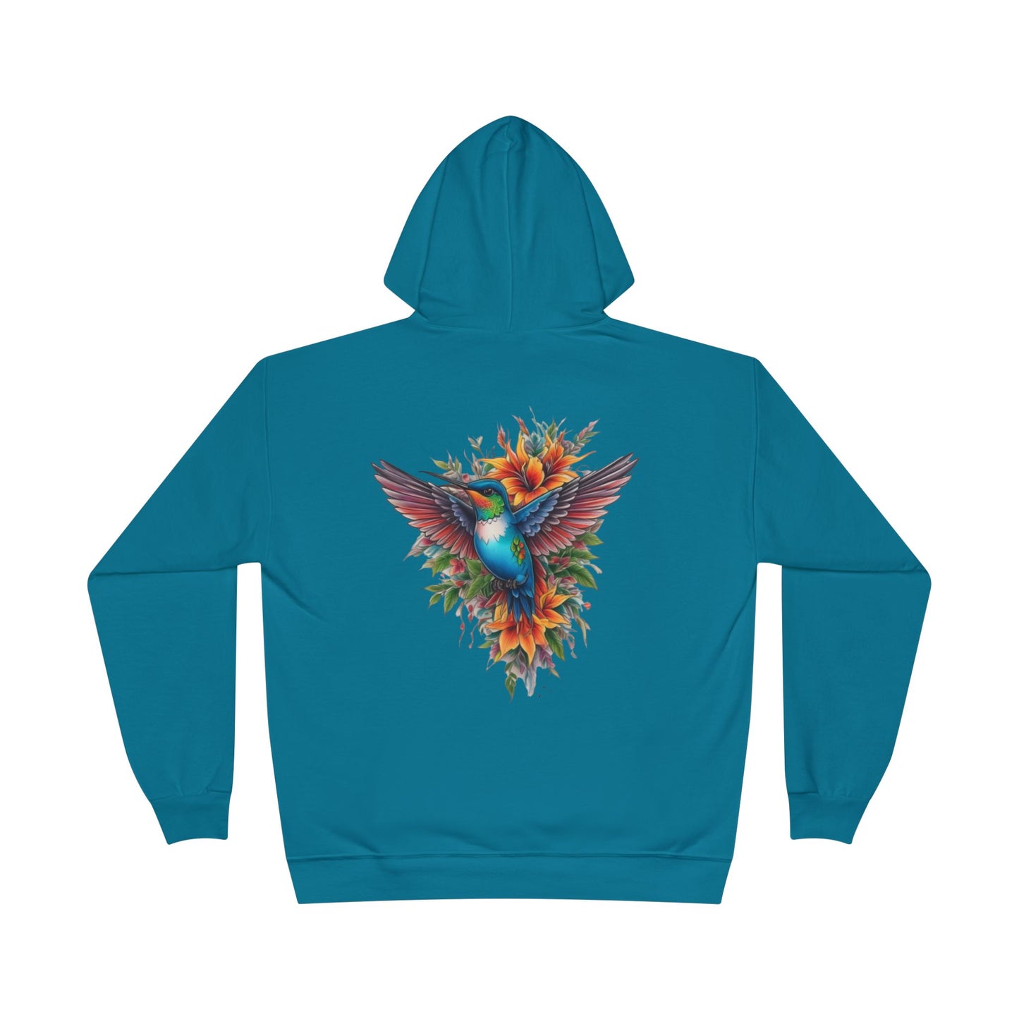 Vibrant Hummingbird Hoodie, Eco-Friendly Pullover, Perfect Gift for Nature Lovers, Spring Fashion, Unique Floral Design