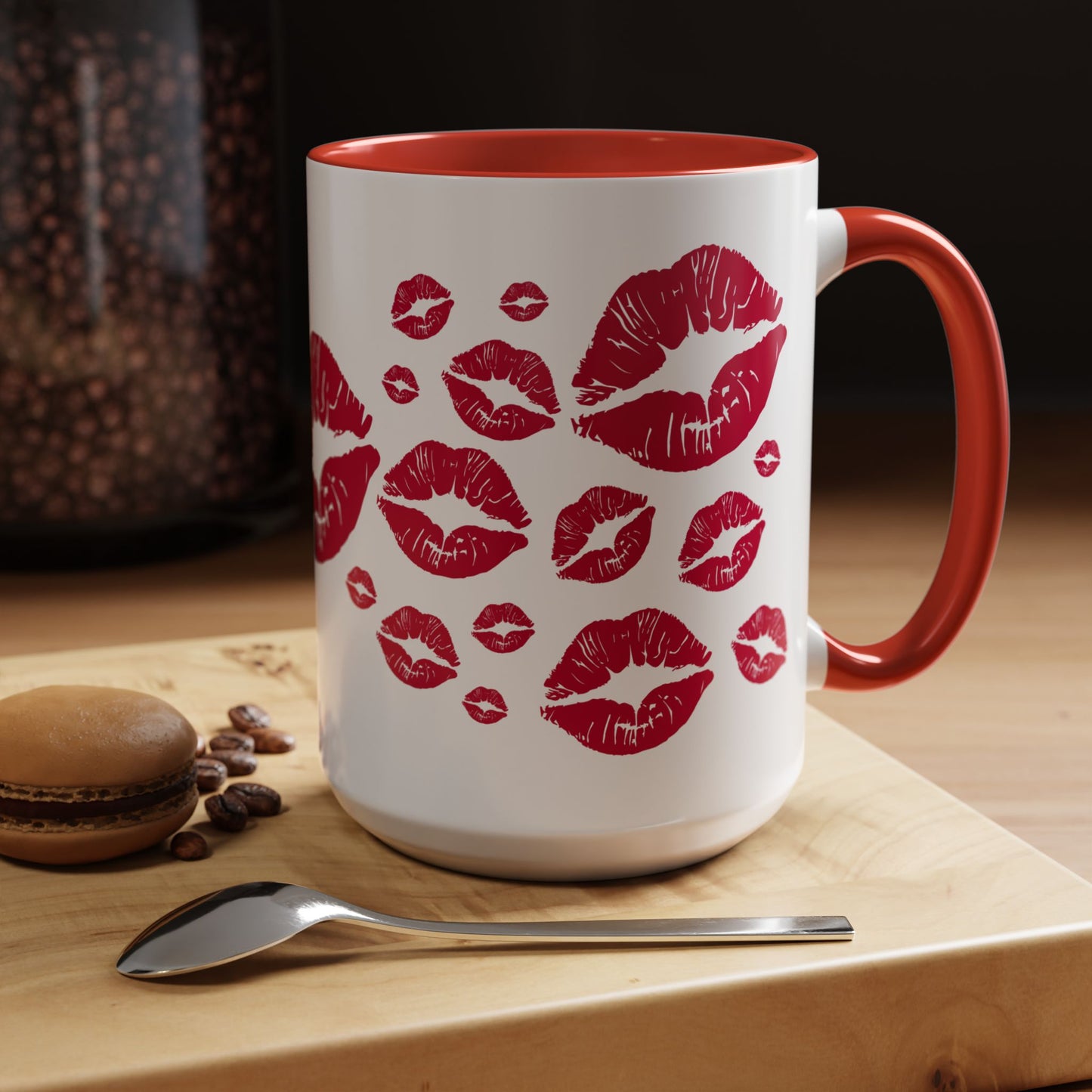 Kiss Mark Accent Coffee Mug - Romantic Gift, Valentine's Day Mug, Cute Coffee Cup, Fun Kitchen Decor, Stylish Drinkware