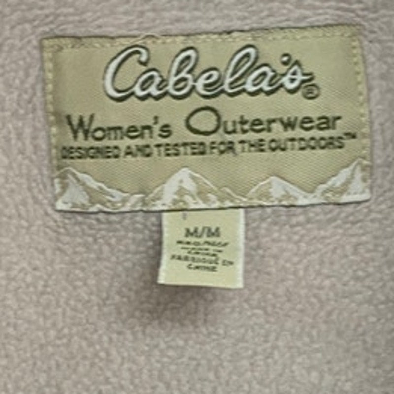 Cabelas Womens Medium Long Sleeve Brown Full Zip Outerwear Fleece Lined Jacket