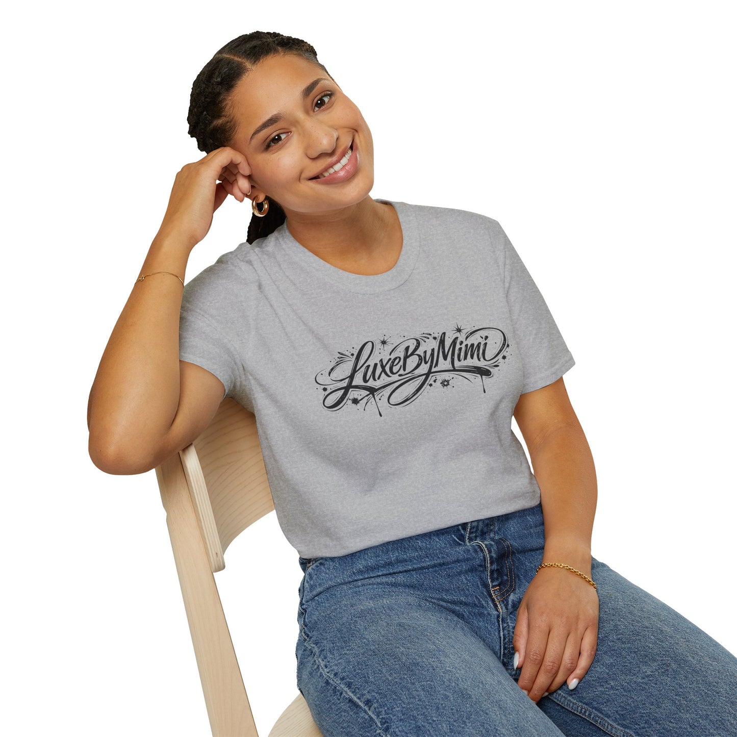 LuxeByMimi Script Tee — Elegant Calligraphy Logo T-Shirt