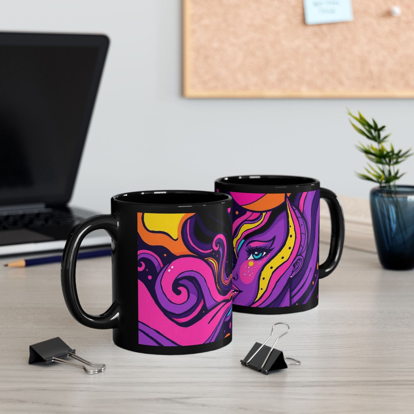 Cosmic Woman of the Night Bold Artistic Black Mug with Colorful Woman Illustration, Gift for Coffee Lovers, Perfect for Birthdays or Celebrations, Unique [...]