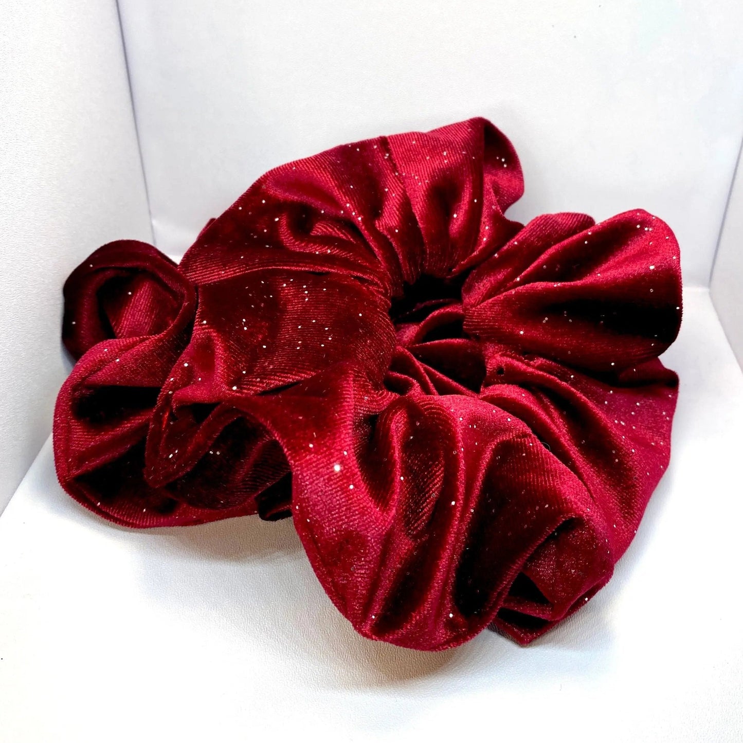 Burgundy Sparkle Velvet Scrunchie
