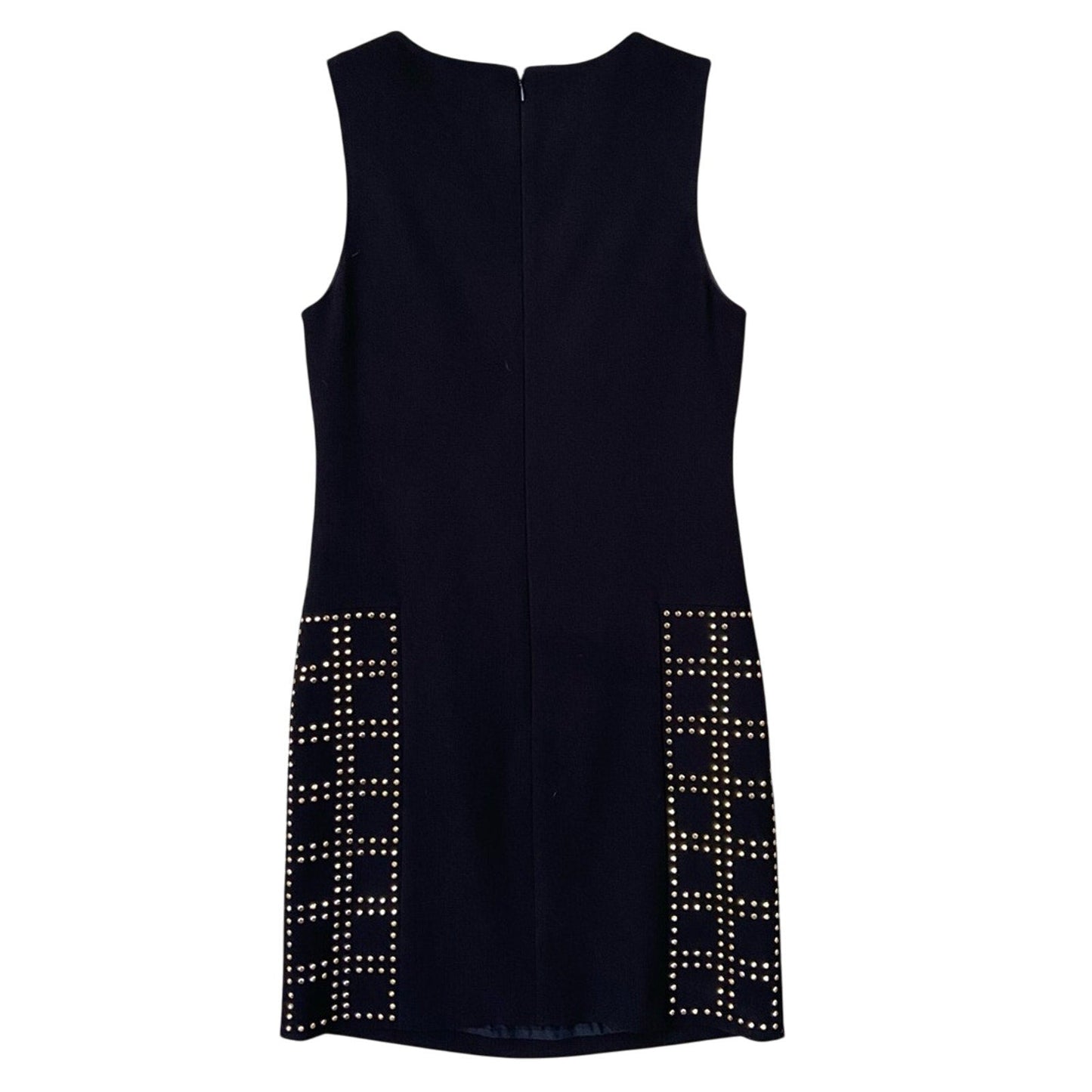 Trina Turk Womens Size 2 Black Shift Midi Gold Stud Sleeveless Sheath Dress