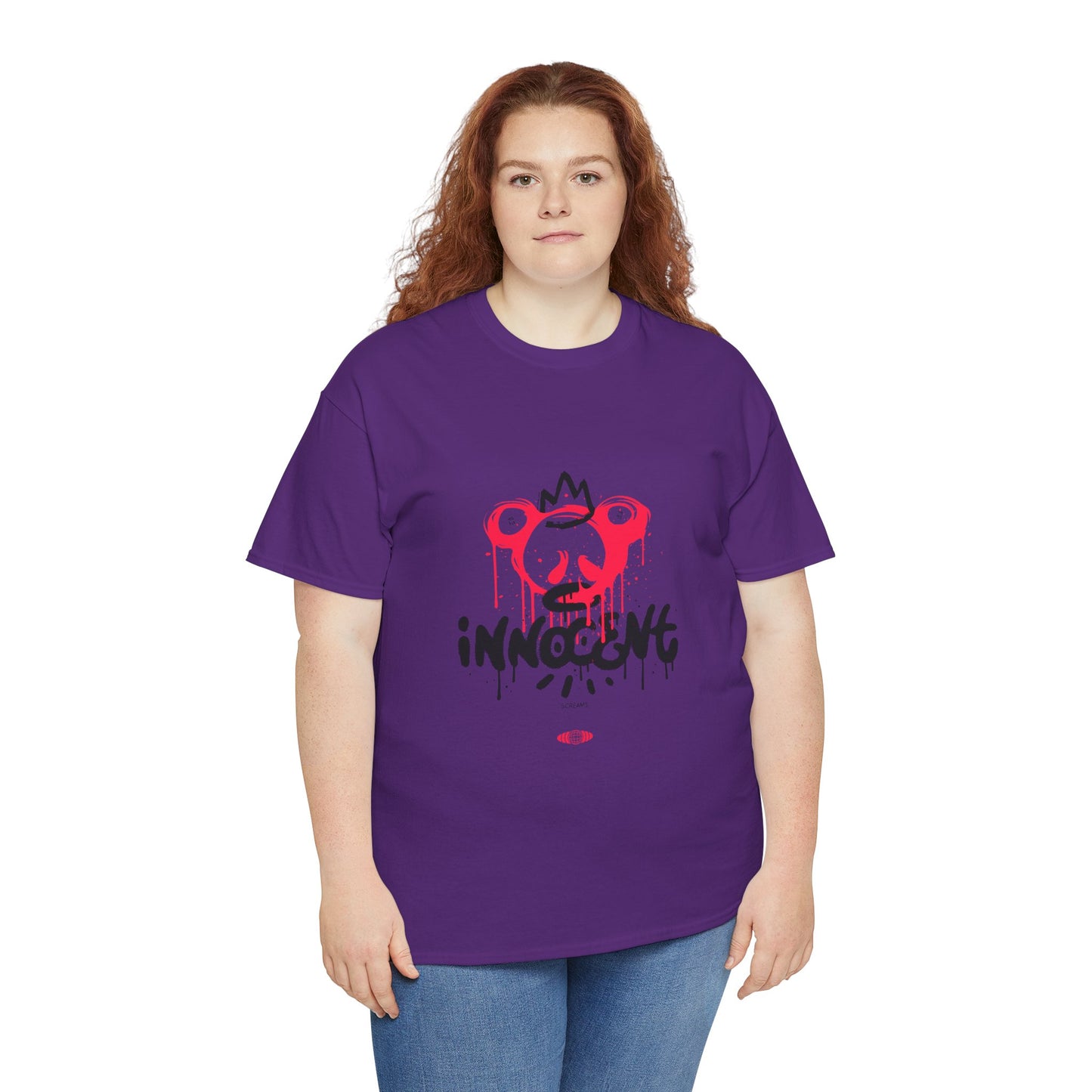 Edgy Graphic Tee: 'Innocent' Design, Urban Fashion, Streetwear, Unisex Cotton T-Shirt, Music Festivals, Casual Wear