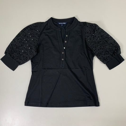 VERONICA BEARD Jeans Women's Coralee Top Lace Sleeves Sz-M Black J2406JY0330831