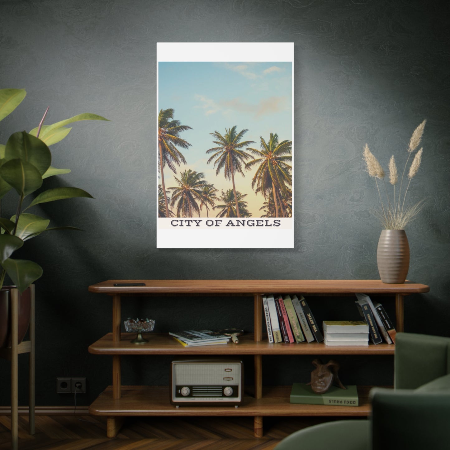 Tropical Palm Tree Canvas Print, City of Angeles Tropical Wall Art, Los Angeles Beach Decor, California Nature Photography, Home Decoration, Gift for Beach Lovers