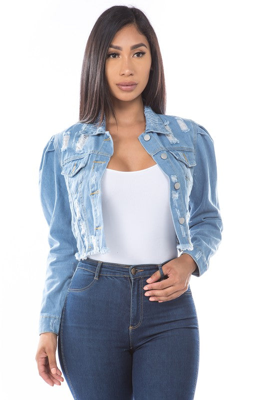 WOMEN FASHION DENIM CROP JACKET