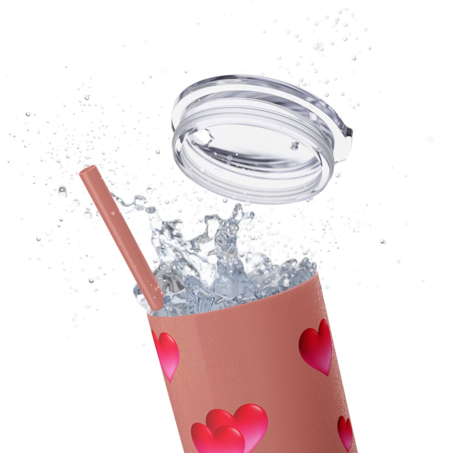 Gepasmaakte Glitter 20oz Dun Tumbler met Pienk Hartpatroon — [Jou Naam Hier]
