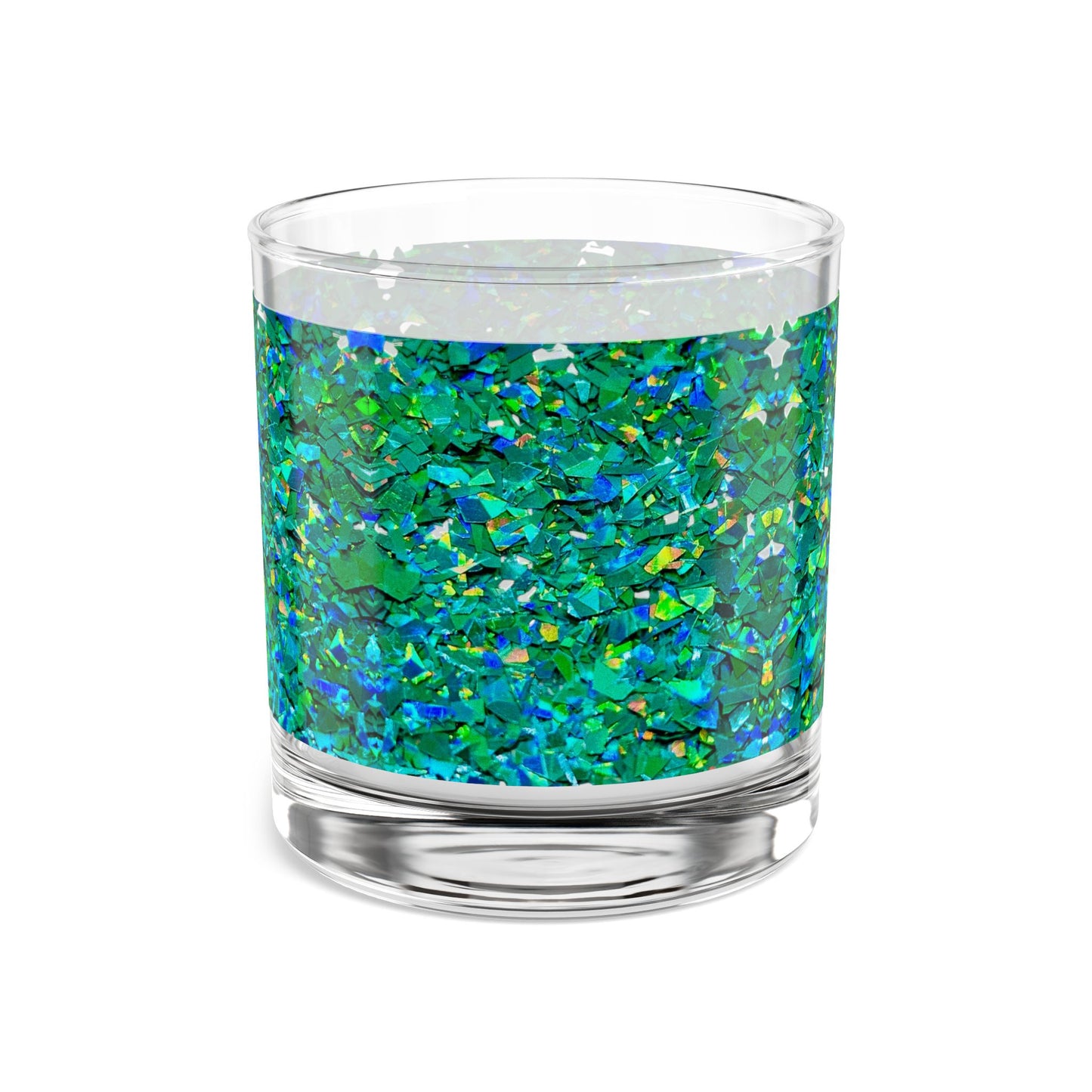 Green Iridescent Holographic Pattern Print Rocks Glass 10oz Cocktail Tumbler