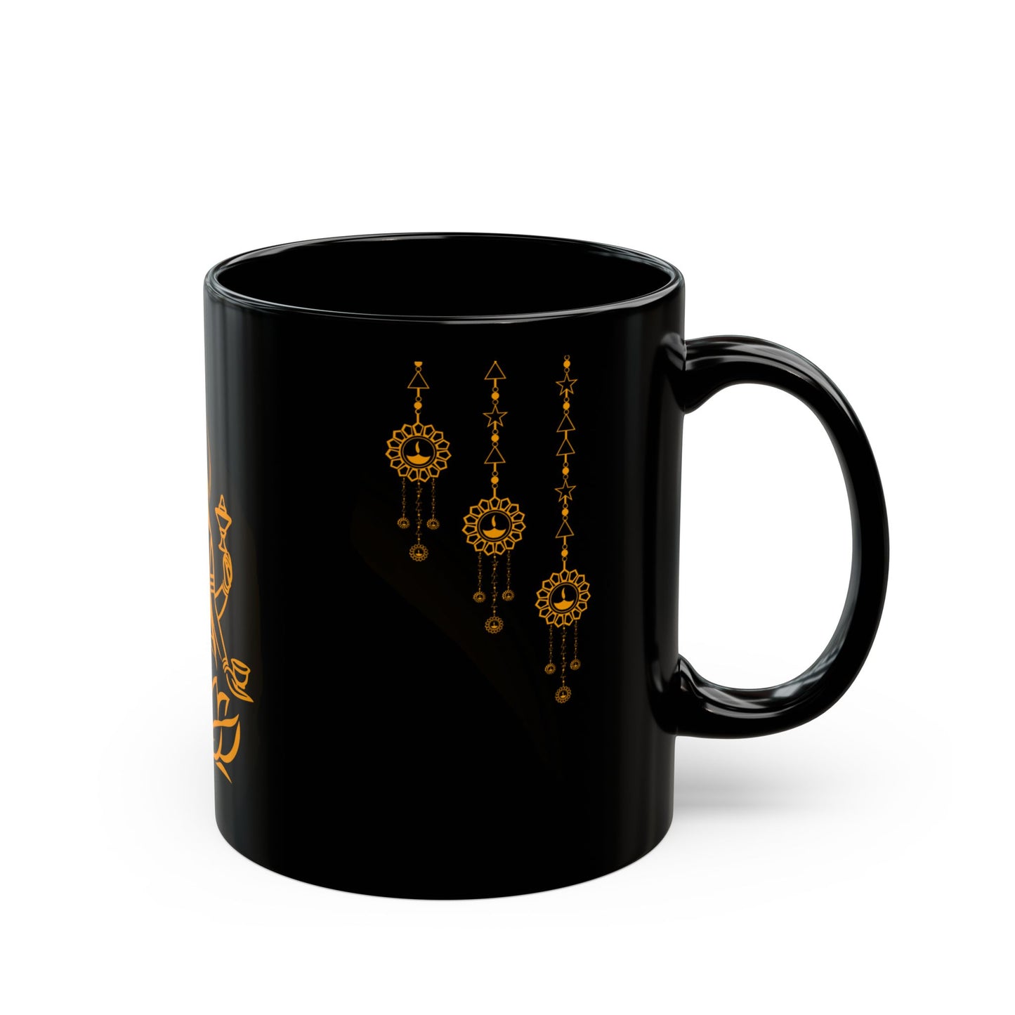 Elegant Black Mug with Goddess Design, Spiritual Coffee Cup, Meditation Tea Mug, Unique Gift for Yogis, Home Decor