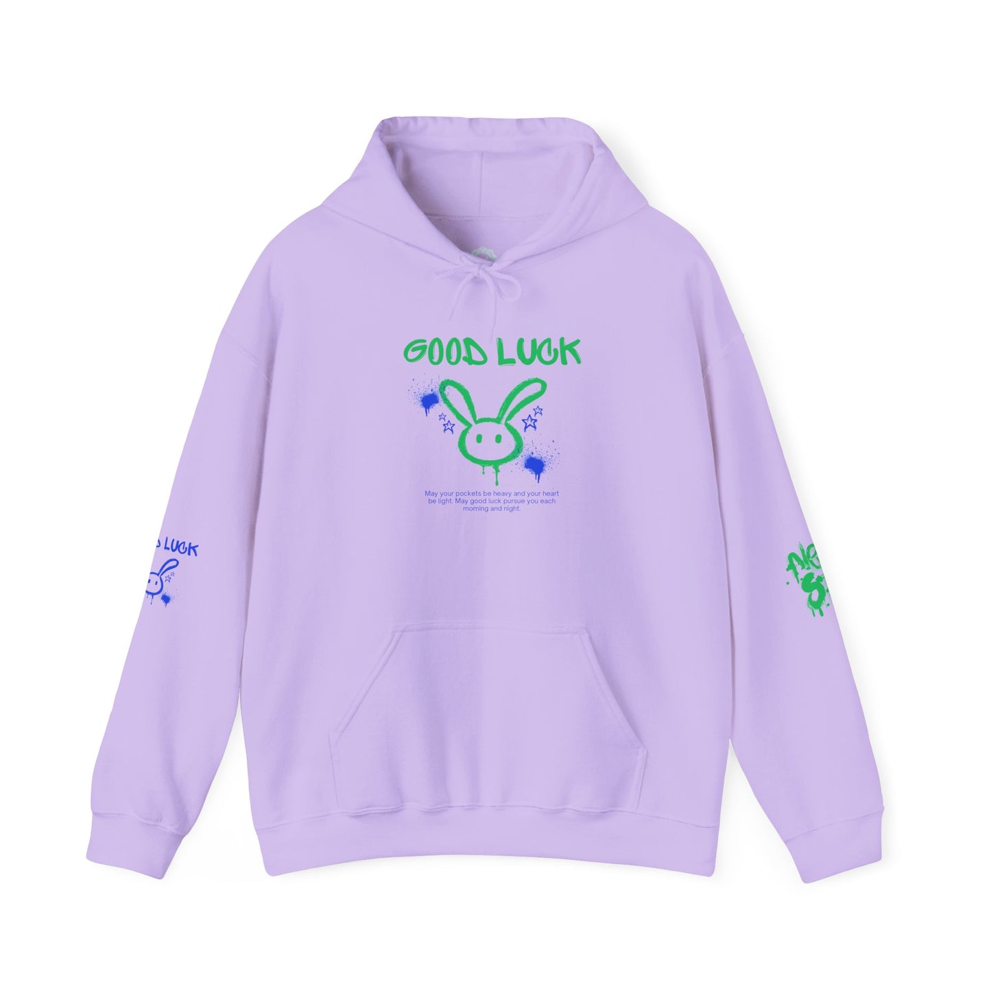 Good Luck Never Stop Unisex Heavy Blend Hooded Sweatshirt | Lucky Easter Bunny Design