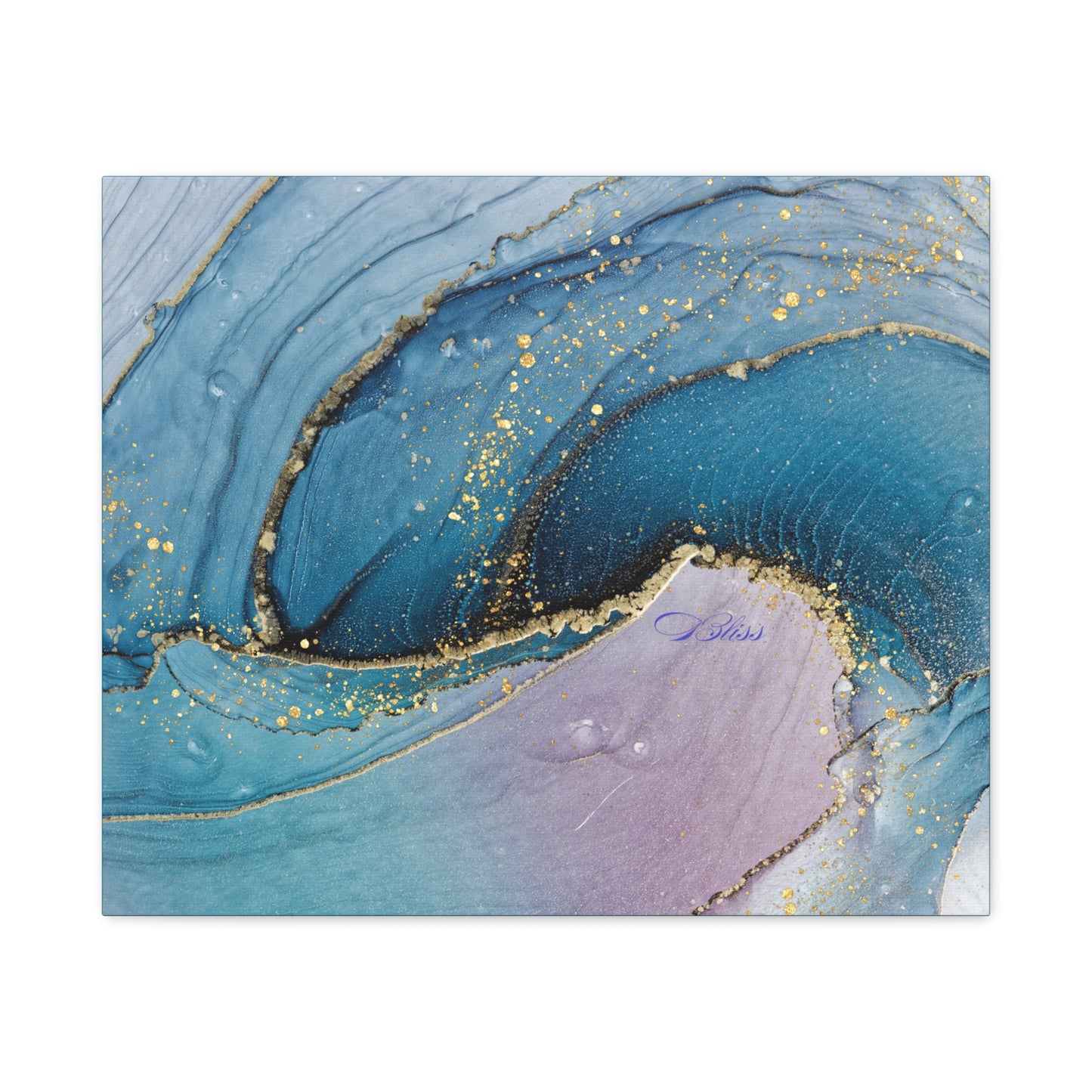 Canvas Wall Art, Abstract Ocean Wave, Modern Decor, Home Office, Gift for Her, Blue Gold Artwork, Living Room Wall Decor
