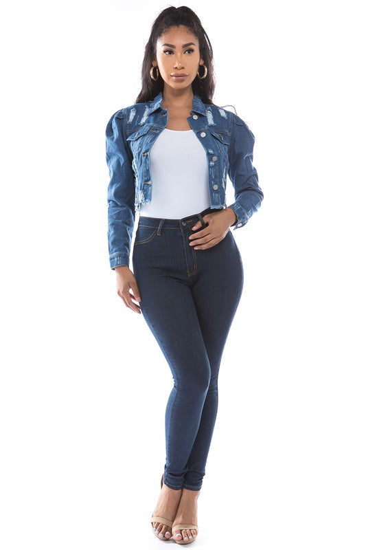 WOMEN FASHION DENIM CROP JACKET