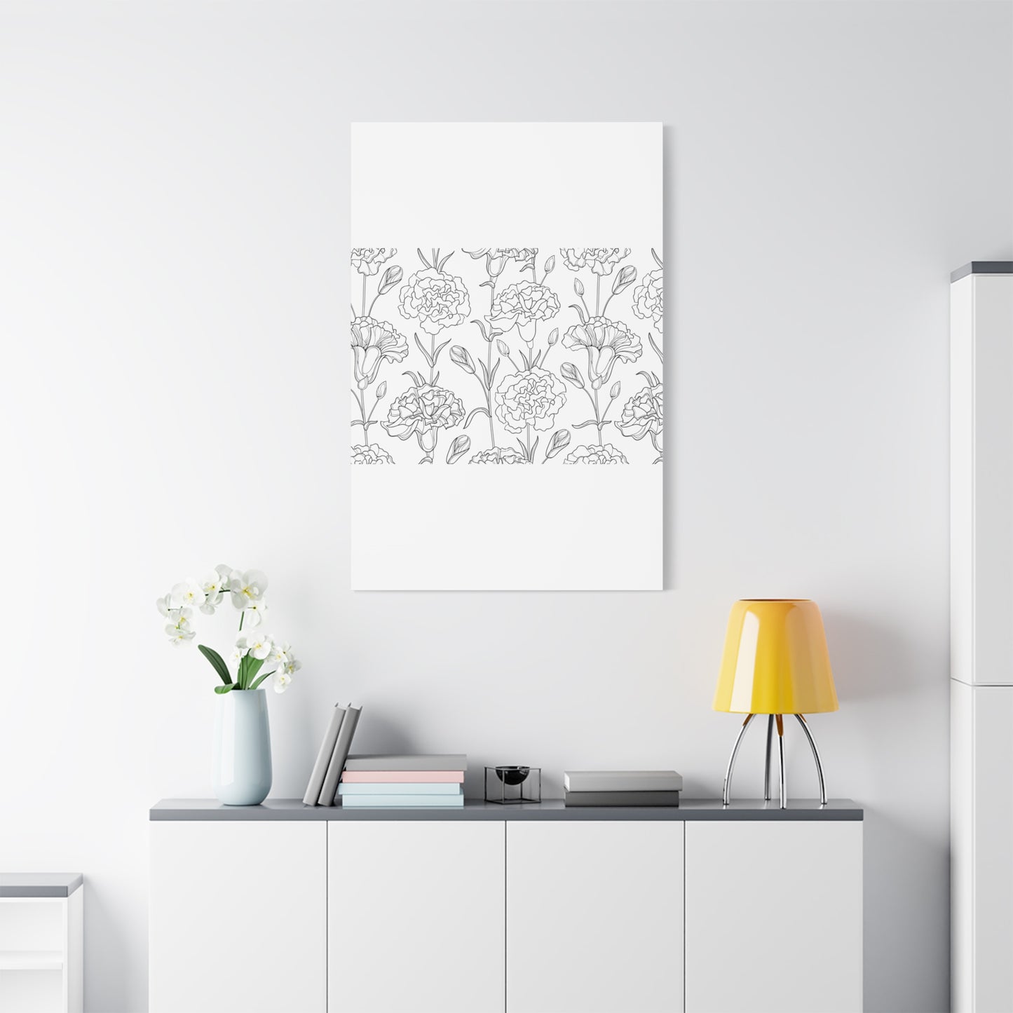 Floral Canvas Art, Stretched Wall Decor, Home Gift, Botanical Print, Modern Design, Matte Finish