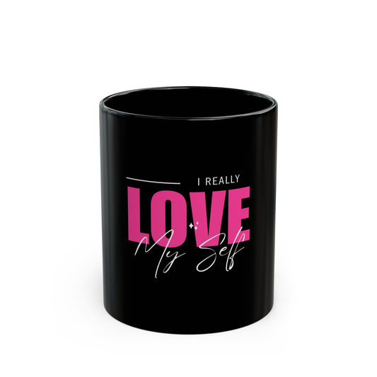 Self-Love Black Mug - Coffee Cup, Gift for Mom, Self-Care, Motivational, Daily Affirmation, Empowerment