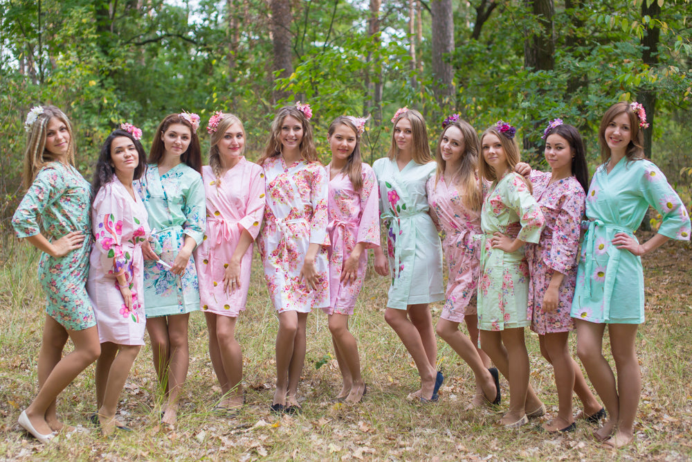 Mint & Pink Wedding Colors Bridesmaids Robes-1