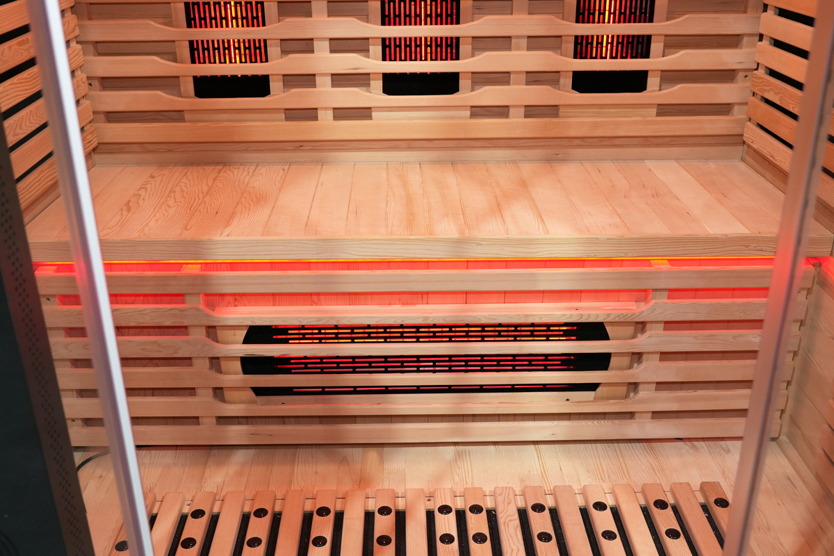 Blisspod | Venetian | Full Spectrum Indoor Premium Canadian Hemlock Ultra Low EMF Sauna | 11 Heaters | Chromotherapy & Reflexology | 3 Person
