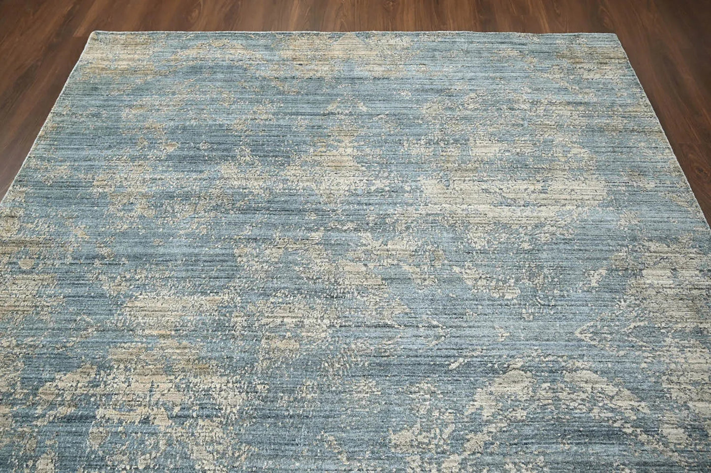 Multi Size Celadon,Beige Hand Knotted Wool/Bamboo Silk Transitional Oriental Area Rug-4