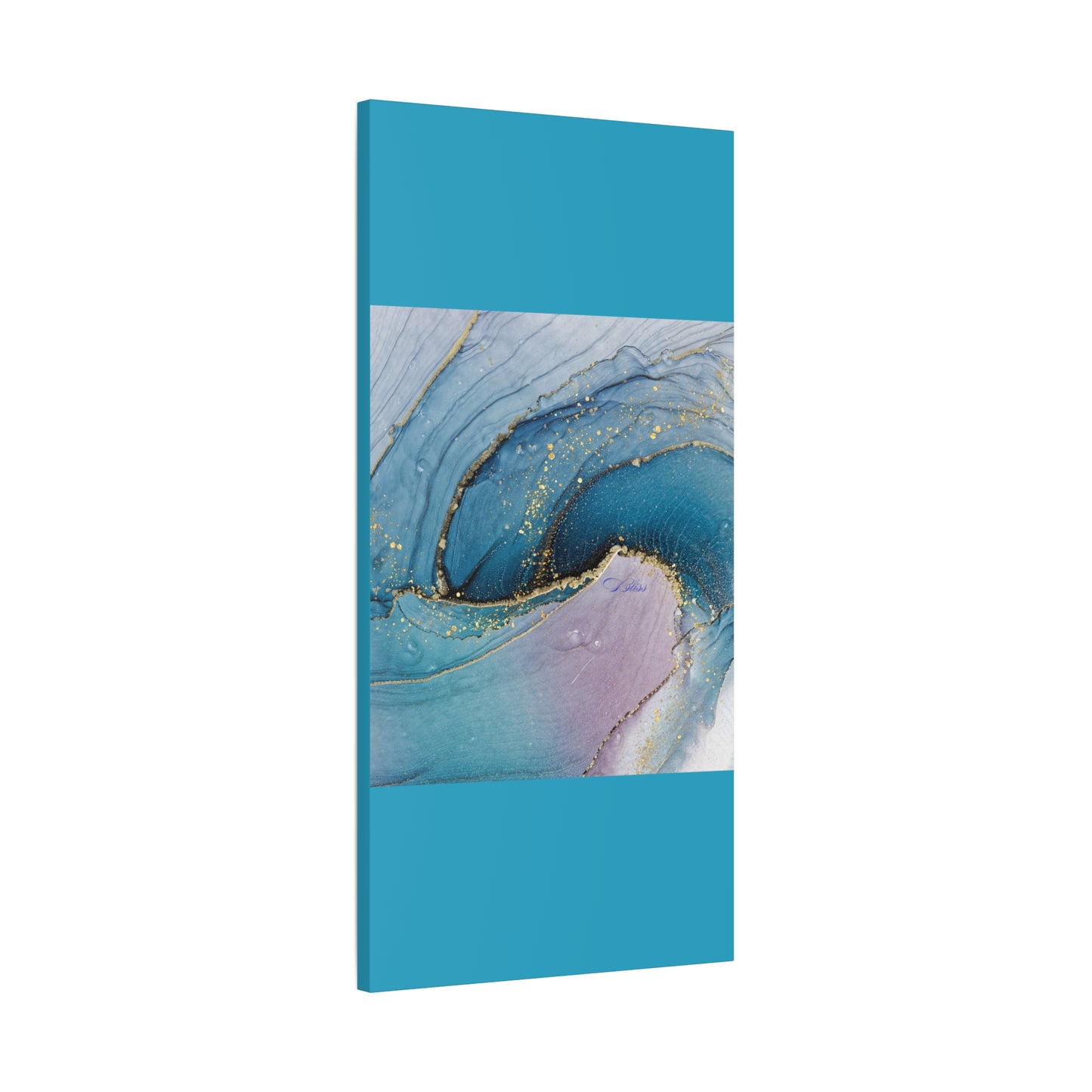 Canvas Wall Art, Abstract Ocean Wave, Modern Decor, Home Office, Gift for Her, Blue Gold Artwork, Living Room Wall Decor