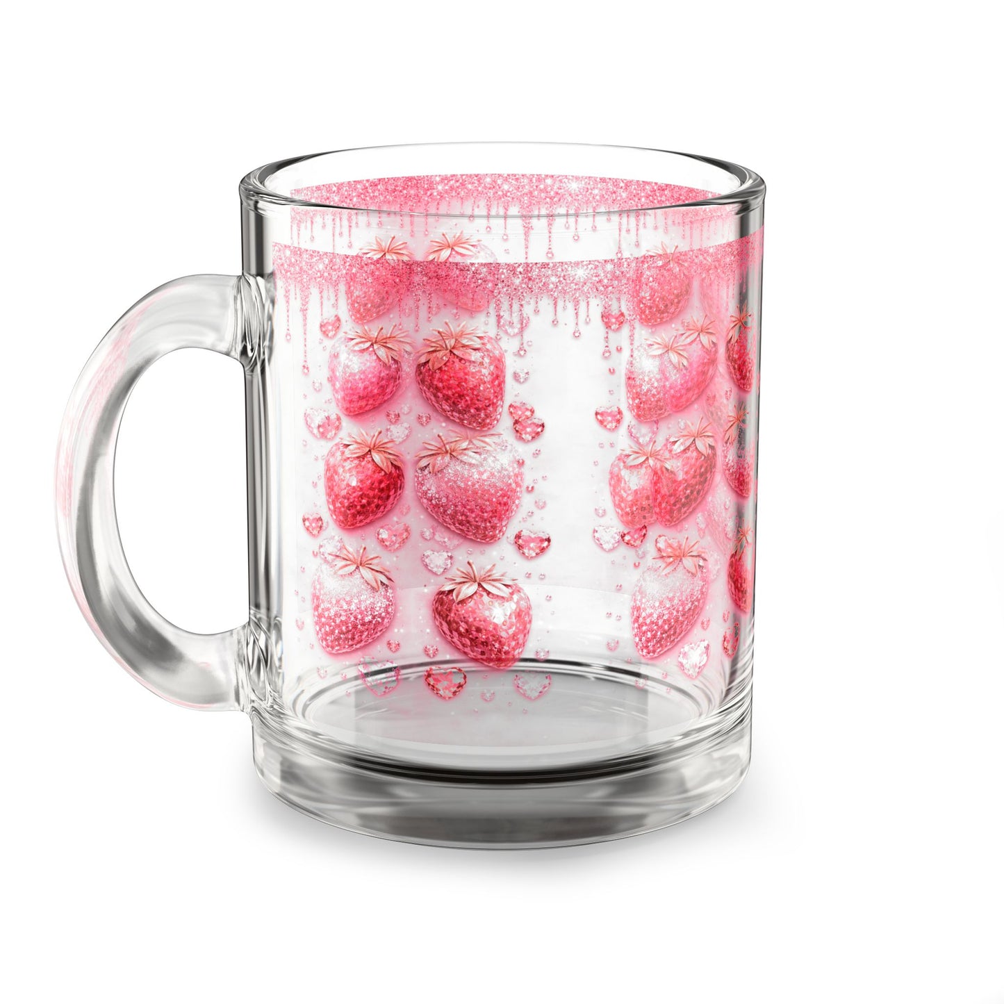 Strawberry Drip Pattern Glass Mug 10oz