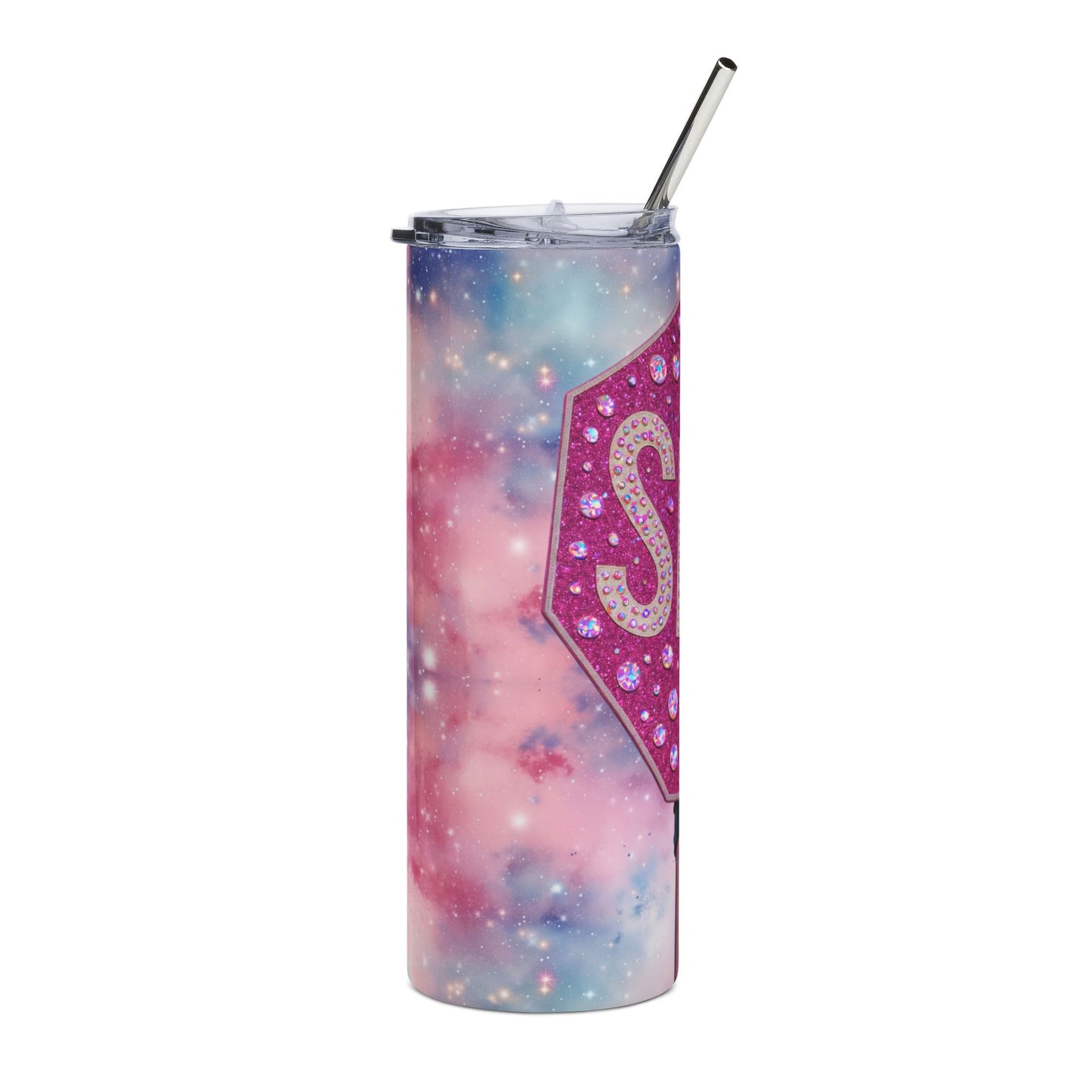 Pink Sparkle 'SLAY' Stop Sign Tumbler 20oz Stainless Steel
