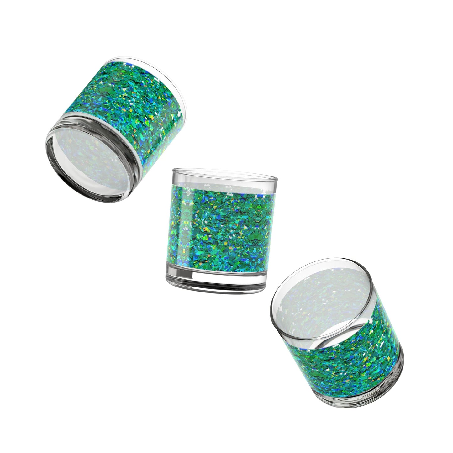 Green Iridescent Holographic Pattern Print Rocks Glass 10oz Cocktail Tumbler