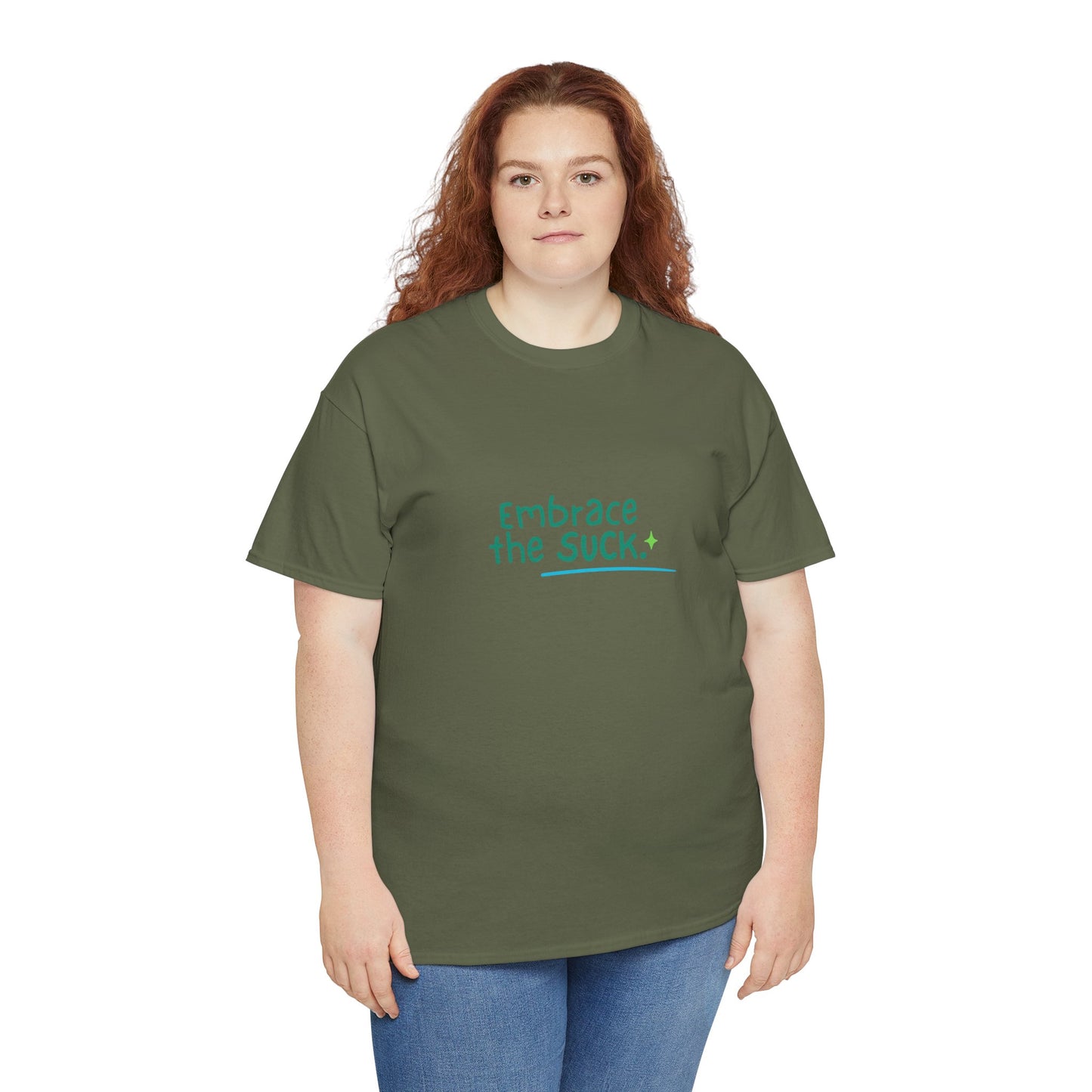 Unisex Heavy Cotton Tee - Embrace the Suck, Casual Tee, Motivational Shirt, Gift for Him/Her, Everyday Wear, Inspirational Apparel