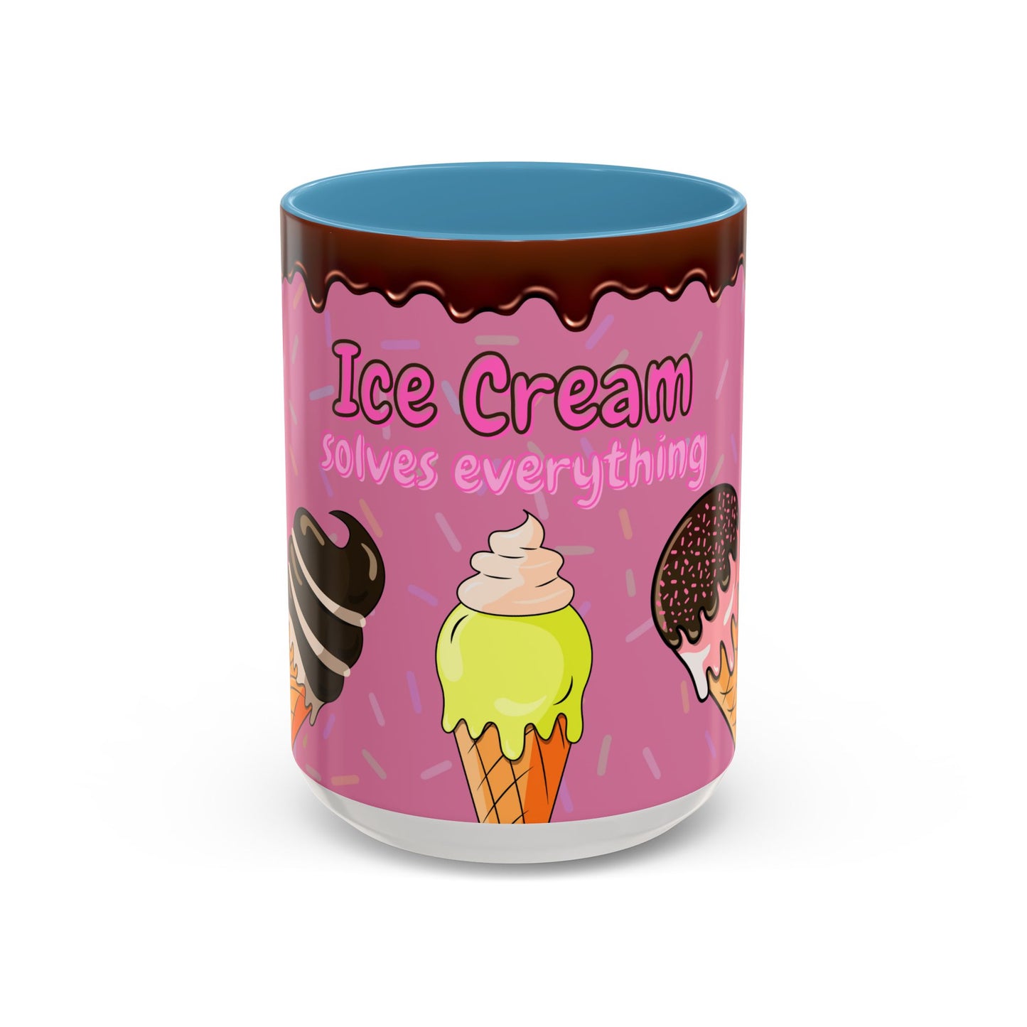 Ice Cream Solves Everything Coffee Mug - Fun Beverage Cup for Ice Cream Lovers, Gift for Holidays, Birthday, Summer
