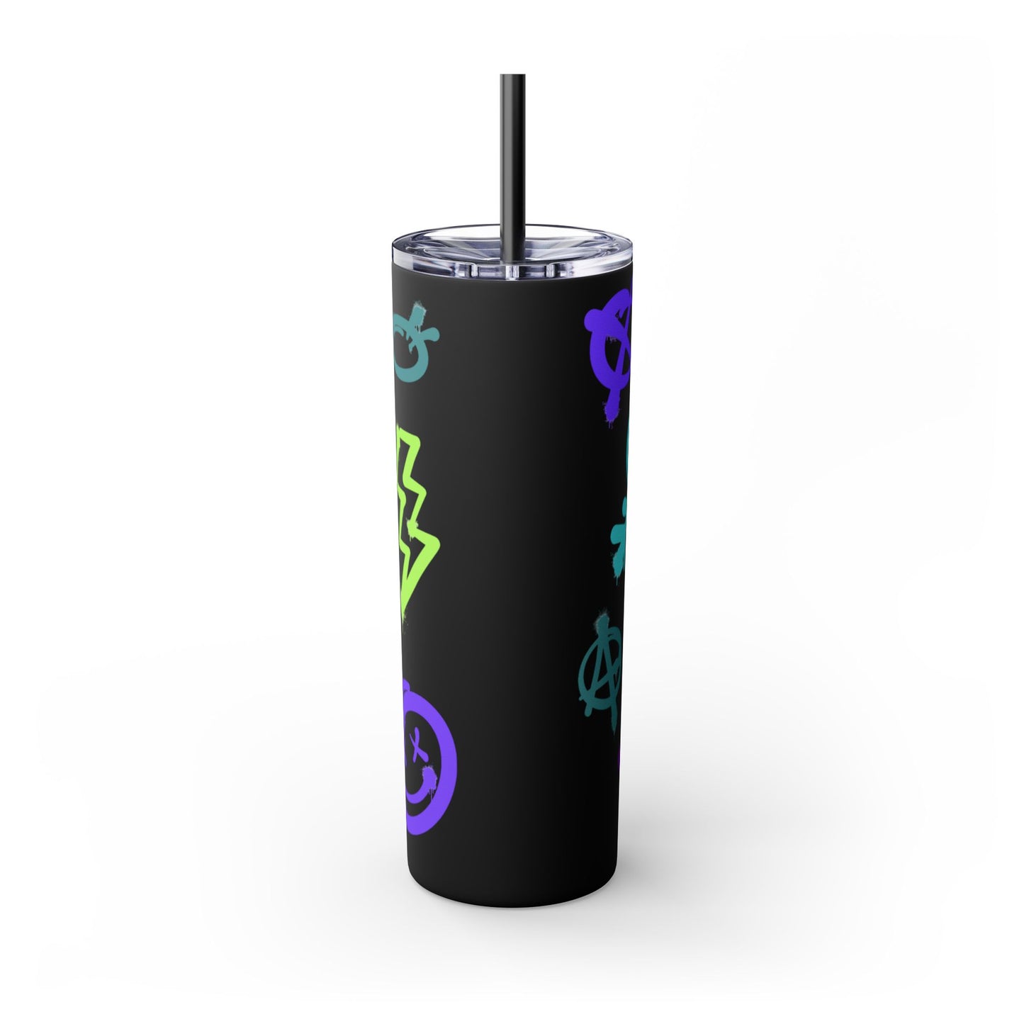 Trendy Skinny Tumbler with Straw, 20oz | Unique Graffiti Style Drinkware for Teens, Gifts, Parties, and Everyday Use