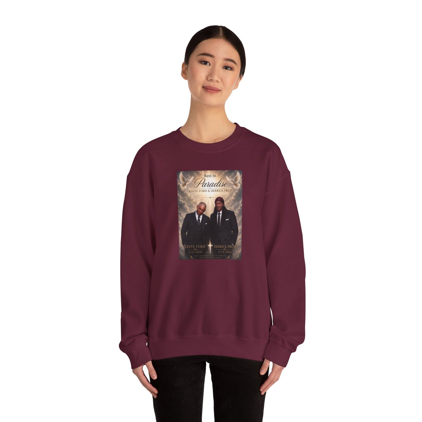 Crewneck Sweatshirt — 'Back to Paradise' Memorial Portrait Design