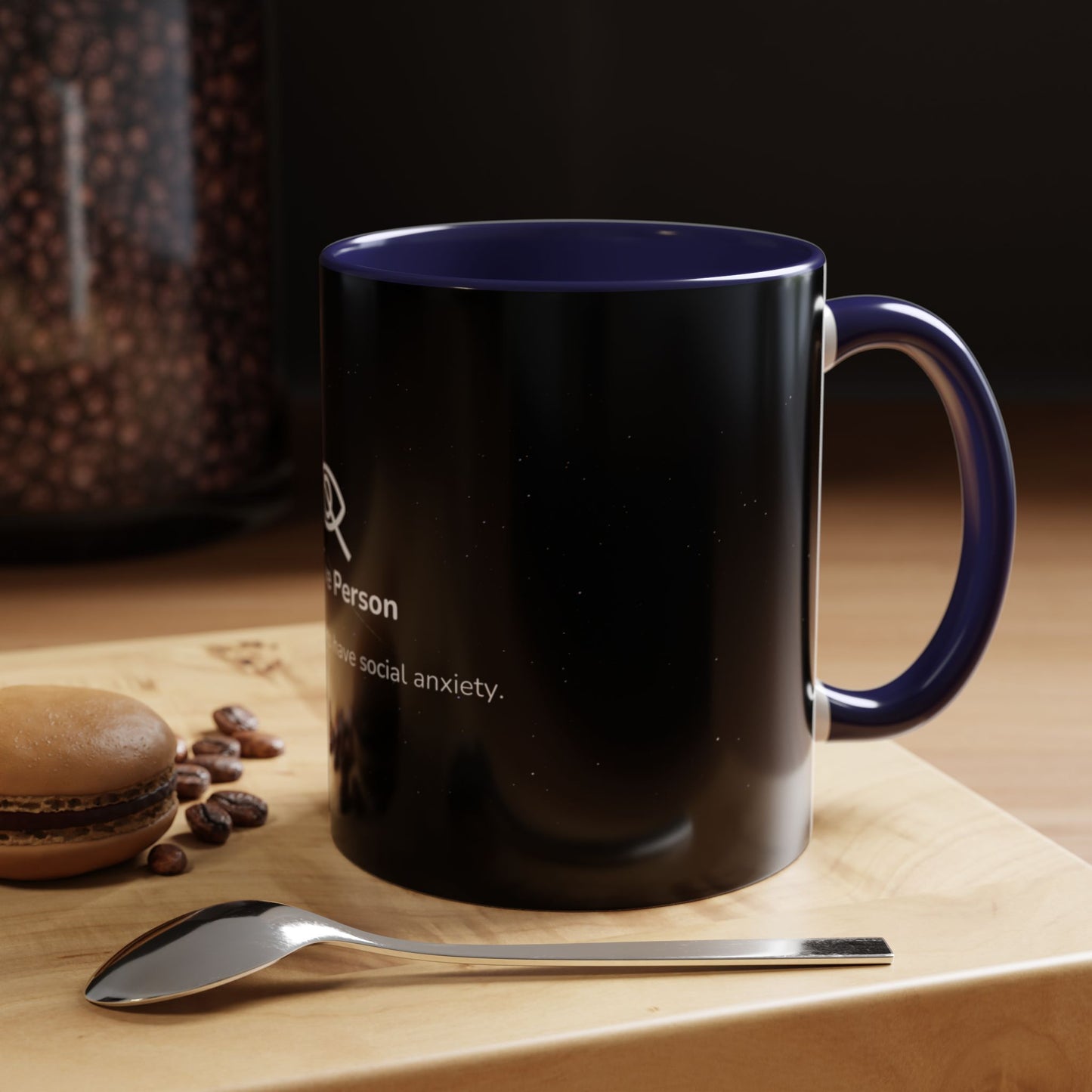 Sensitive Person Social Anxiety Coffee Mug - Black Accent, Gift for Introverts, Social Anxiety Humor, Unique Mug for Tea Lovers, Thoughtful Present