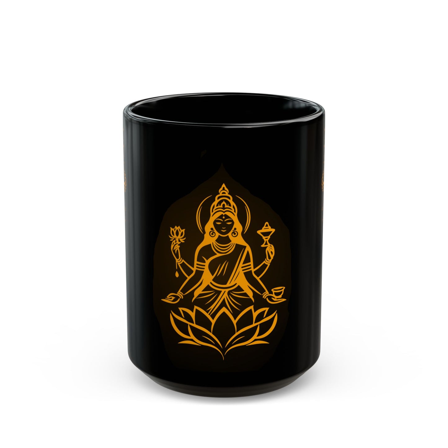 Elegant Black Mug with Goddess Design, Spiritual Coffee Cup, Meditation Tea Mug, Unique Gift for Yogis, Home Decor