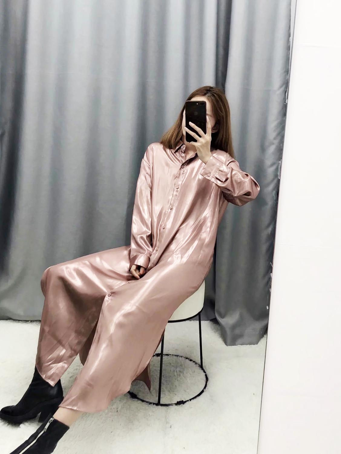 Metallic shirt dress