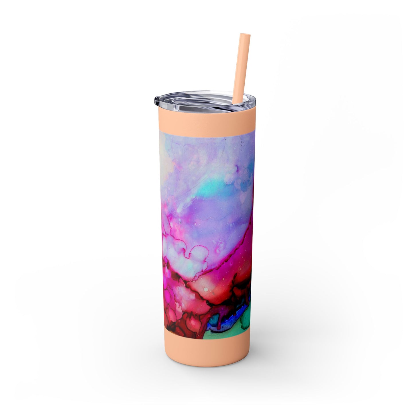 Beautiful Watercolor Splatter Skinny Tumbler with Straw - 20oz, Vibrant Colorful Drinkware for Every Occasion, Perfect Gift for Friends, Reusable Travel Mug, Water [...]