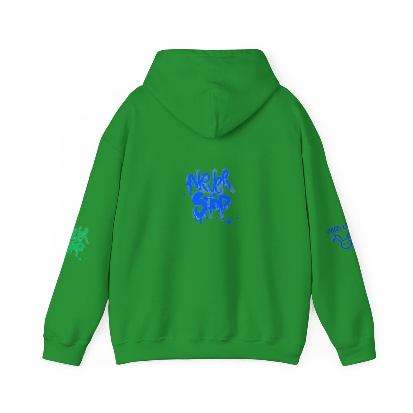 Good Luck Never Stop Unisex Heavy Blend Hooded Sweatshirt | Lucky Easter Bunny Design