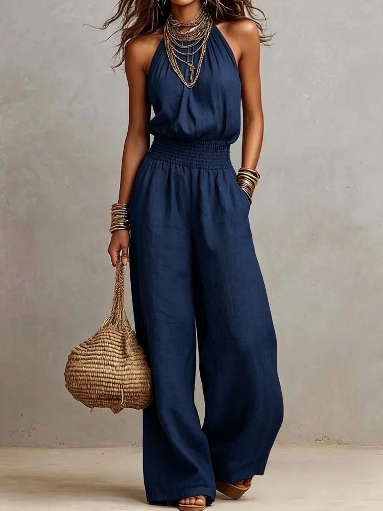 European And American Women's Backless Jumpsuit