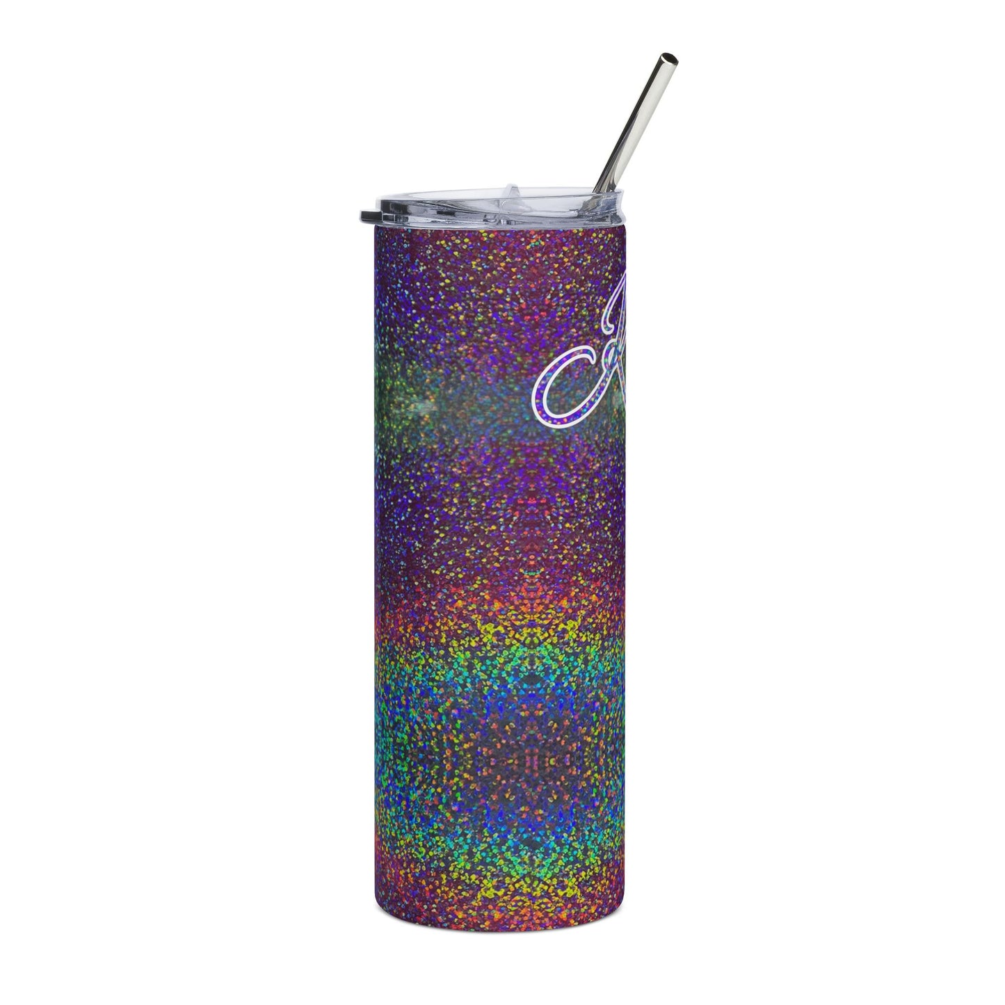 Personalized Rainbow Holographic Name Script Tumbler 20oz Stainless Steel